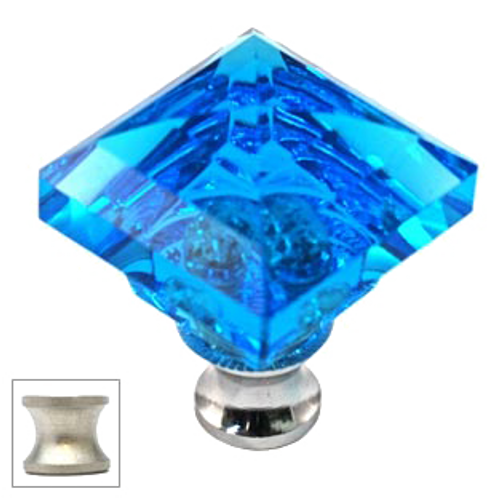 Aqua Square 1-1/4'' Crystal Knob with Satin Nickel Base