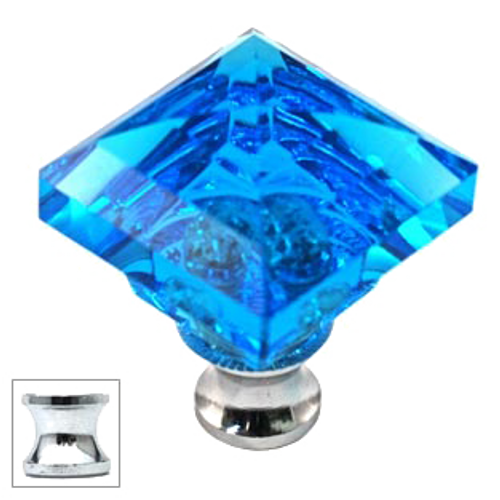 Aqua Square 1-1/4'' Crystal Knob with Polished Chrome Base