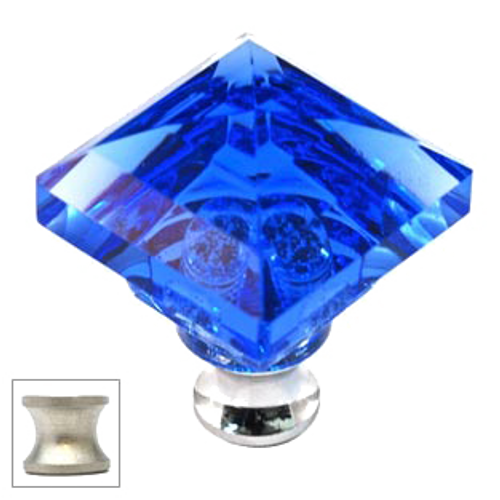 Blue Square 1-1/4'' Crystal Knob with Satin Nickel Base