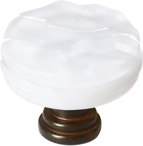 Glacier White Round Knob with Base R-212