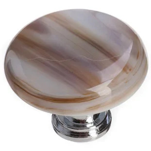 Cirrus White with Brown Round Knob with Base R-305