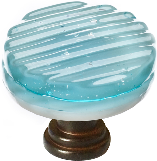 Texture Reed Light Aqua Round Knob with Base R-801