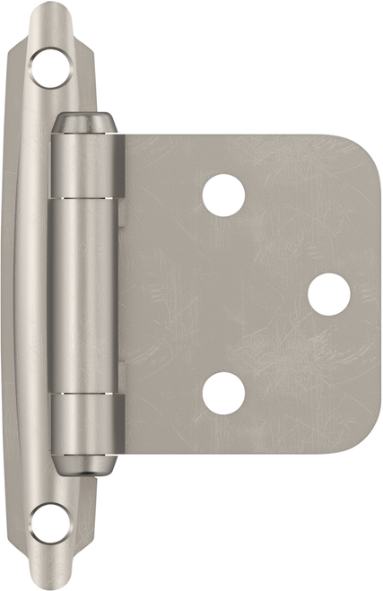 Functional Hardware Variable Overlay Self Closing Face Mount Satin Nickel Cabinet Hinge - 10 Pack 10PKR3429G10