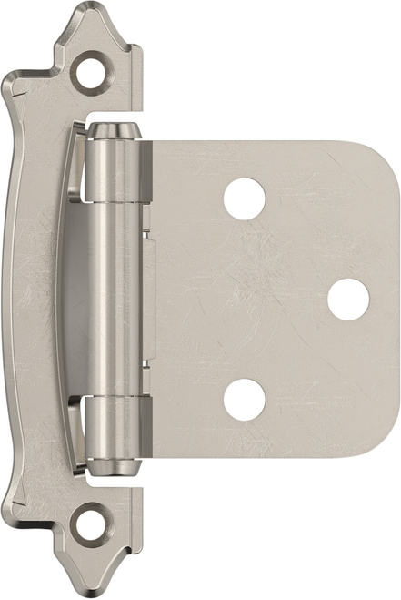 Functional Hardware Variable Overlay Self Closing Face Mount Sterling Nickel Cabinet Hinge - 1 Pair BPR7329G9