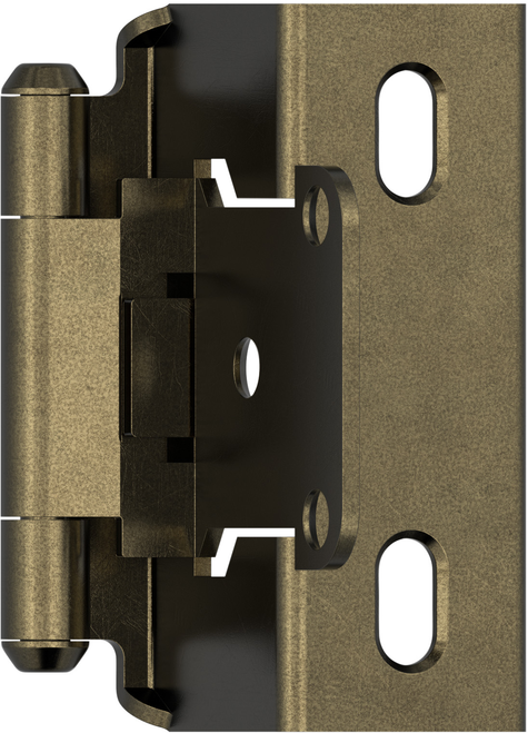 Functional Hardware 1/2'' Overlay Self Closing Full Wrap Burnished Brass Cabinet Hinge - 1 Pair BPR7540BB