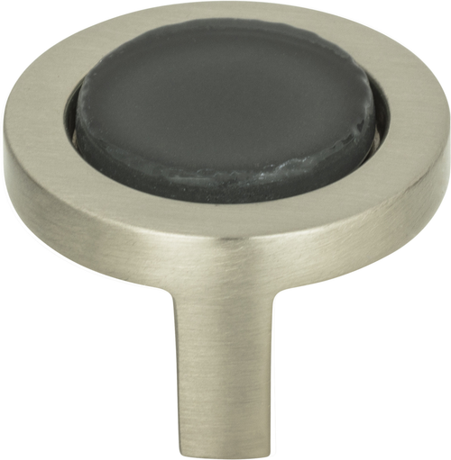 Spa Black Round Knob 1 1/4'' Brushed Nickel 229-BLK-BRN