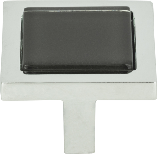 Spa Black Square Knob 1 3/8'' Polished Chrome 230-BLK-CH