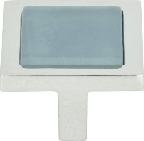 Spa Blue Square Knob 1 3/8'' Polished Chrome 230-BLU-CH