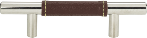 Zanzibar Brown Leather Pull 3'' cc Polished Chrome 280-OW-CH