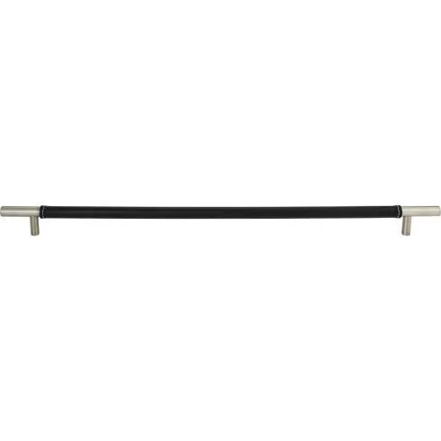 Zanzibar Black Appliance Pull 17'' cc Leather Brushed Nickel AP05-BL-BRN