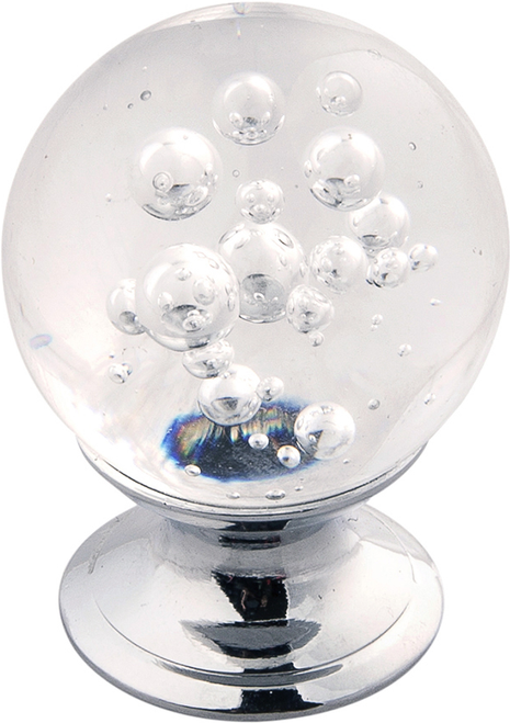 Crystal Palace Collection Knob 1-1/4'' Diameter Glass with Chrome Finish HH075809-GLCH