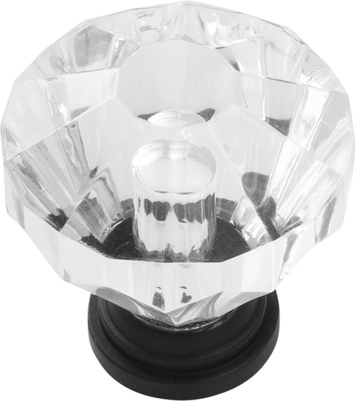 Crystal Palace Collection Knob 1-1/4'' Diameter Crysacrylic with Matte Black Finish HH74689-CAMB