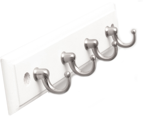 Hook Rails 4 Key Hook Rail 8'' Long Cocoa Wood Grain with Satin Nickel Finish P25013-WSN