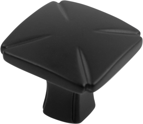 Bridges Collection Knob 1-3/16'' Square Matte Black Finish P3230-MB