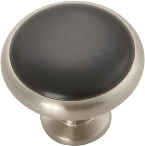 Tranquility Collection Knob 1-5/16'' Diameter Satin Nickel with Black Finish P427-SNB