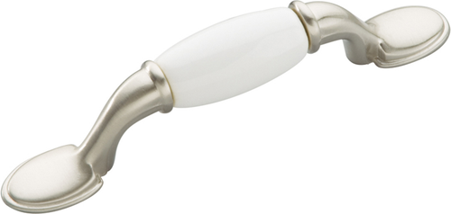 Tranquility Collection Pull 3'' cc Satin Nickel with White Finish P744-SNW