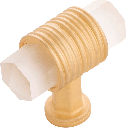 Chrysalis Collection T-Knob 1-7/8'' x 3/4'' Brushed Golden Brass with Frosted Glass Finish B076303GF-BGB