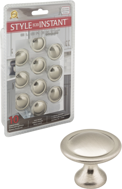 Retail Pack Hardware 1-1/8'' Diameter Mushroom Knob 647SN-R