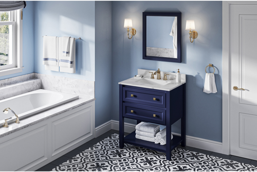 Adler 30'' Hale Blue Vanity, Calacatta Vienna Quartz Vanity Top, undermount rectangle bowl VKITADL30BLCQR