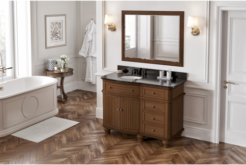 Compton 48'' Walnut Vanity, -only Black Granite Vanity Top, undermount oval bowl VKITCOM48WABGO