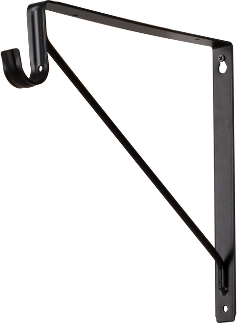 Closet Rod Brackets Matte Black Shelf Bracket with Rod Support for 1-5/16'' Round Closet Rods 1516MB