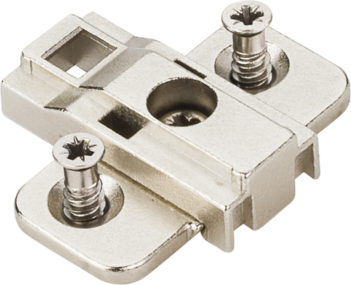 Plates - 400 Series Heavy Duty 3 mm Cam Adj Zinc Die Cast Plate with Euro Screws for 500 Series Euro Hinges 400.0P74.05