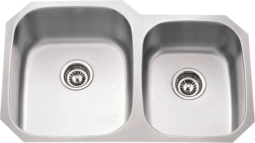 32'' L x 20-3/4'' W x 9'' D Undermount 16 Gauge Stainless Steel 60/40 Double Bowl Sink 801L