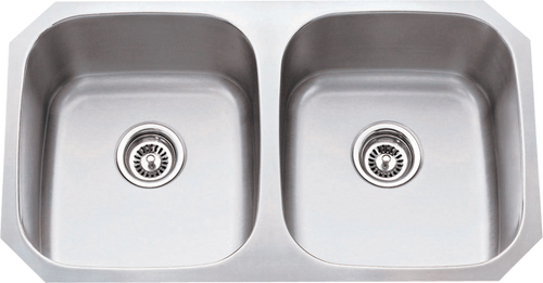 32-1/4'' L x 18-1/2'' W x 9'' D Undermount 16 Gauge Stainless Steel 50/50 Double Bowl Sink 802