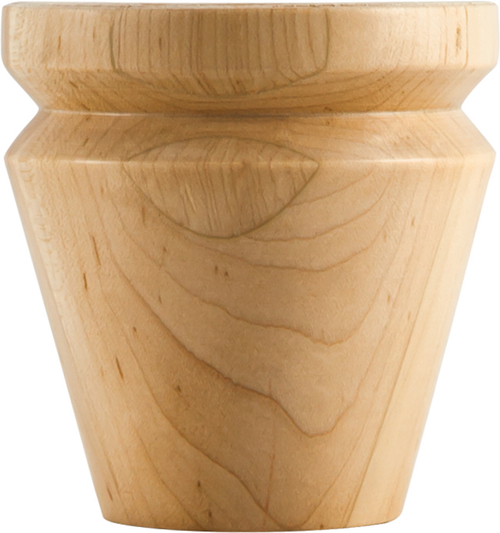 4'' W x 4'' D x 4'' H Alder Round Grooved Tapered Bun Foot BF14-3-ALD