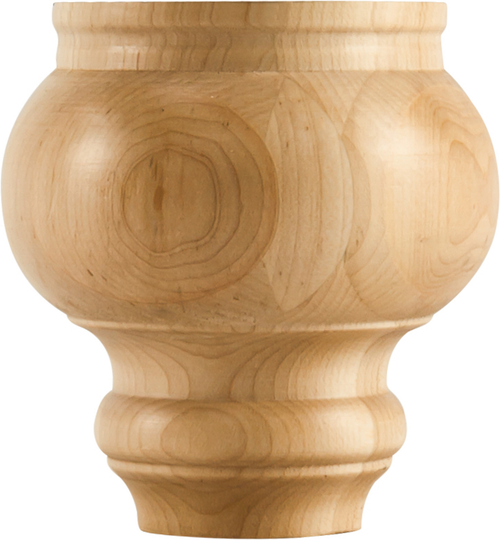 4-1/2'' W x 4-1/2'' D x 4-1/2'' H Maple Turned Transitional Bun Foot BF45MP