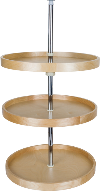 LazySusans 18'' Round Three-Shelf Banded Wood Lazy Susan Set BLSR2318-SET