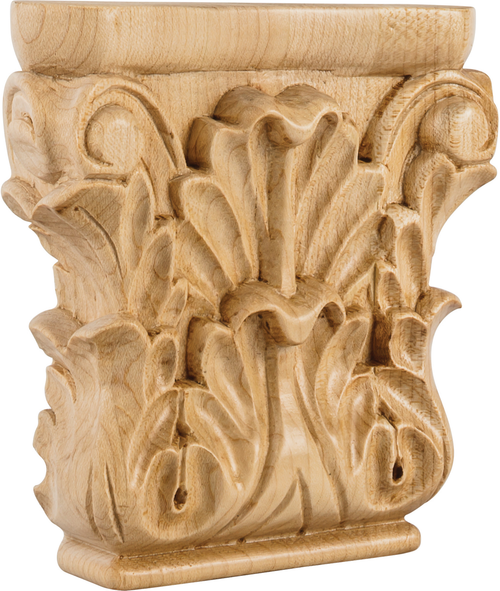 4-3/4'' W x 1-1/4'' D x 4-3/4'' H Rubberwood Acanthus Capital CAP2RW