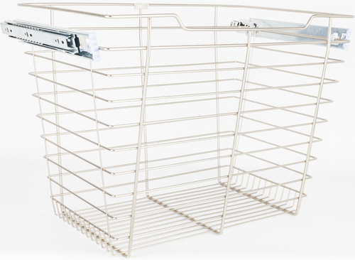 Pullout Closet Baskets Satin Nickel Closet Pullout Basket with Slides 14''D x 23''W x 17''H POB1-142317SN