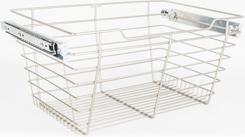 Pullout Closet Baskets Satin Nickel Closet Pullout Basket with Slides 14''D x 29''W x 11''H POB1-142911SN