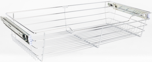 Pullout Closet Baskets Chrome Closet Pullout Basket with Slides 14''D x 29''W x 6''H POB1-14296CH