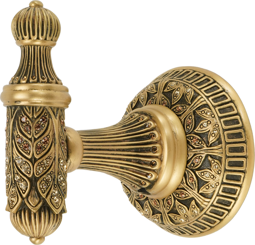 Hampton Crystalized Small Hook, Decorated With Lt Smoked Topaz & Lt Colorado Topaz Swarovski Crystals, Museum Gold Finish 2556/9