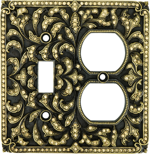 Switch Plates Double Outlet/ Single Toggle, Lt. Colorado Topaz Crystal 8002BB