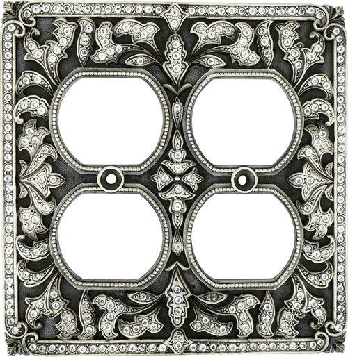Switch Plates 4 Outlet Cover, Clear Crystal 8004MS