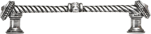 Caché 5'' cc large pull with end & center 7 rivoli Swarovski Clear Crystals in Chalice. 1200-9C