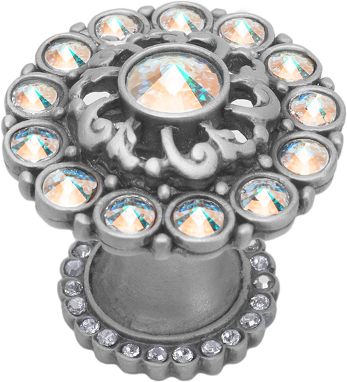 Caché large round multi crystals knob with halo platform with Swarovski Aurore Boreale Crystals 1203H-11AB