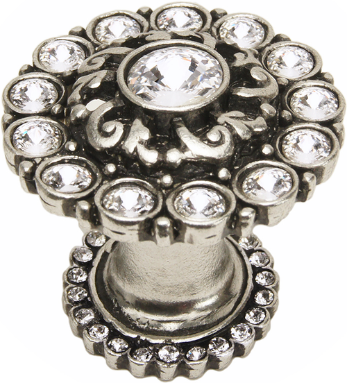 Caché large round multi crystals knob with halo platform with Swarovski Clear Crystals 1203H-9C
