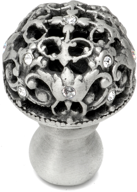 Juliane Grace medium knob full round with 13 Swarovski Clear Crystals in Satin. 139-11C