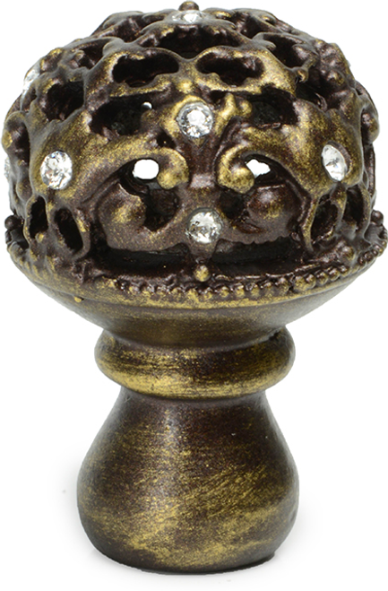 Juliane Grace medium knob full round with 13 Swarovski Clear Crystals in Antique Brass. 139-3C