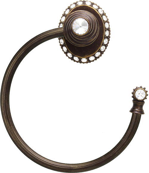 Caché ll large swing towel reeded ring right with 42 rivoli Swarovski Clear Crystals 1848R-3C