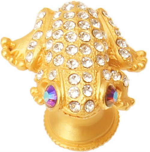 In The Garden Carpe Diem Gilded Mercury Frog knob w/ Swarovski Crystals 2581-8C