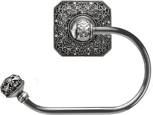 Juliane Grace swing tissue reeded ring left with 131 Swarovski Clear & Aurore Boreale Crystals 4056R-9CAB