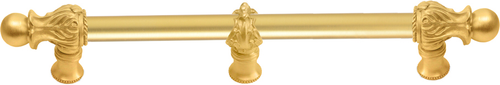 Acanthus 9'' cc with 5/8'' smooth center & center brace long pull Romanesque style in Gilded Mercury. 5556-8