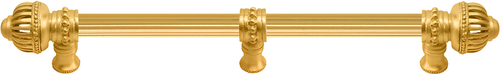 Cricket Cage 18'' cc with 5/8'' reeded center long pull & center brace large finial in Gilded Mercury. 5578R-8