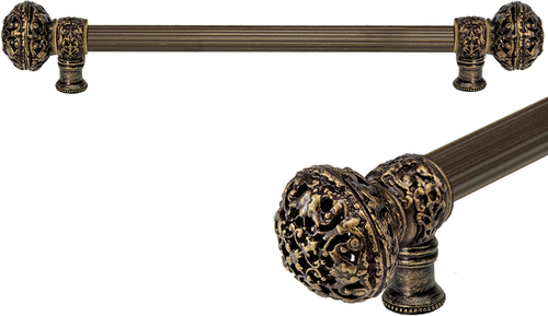 Juliane Grace 18'' cc with 5/8'' reeded center long pull large finial in Antique Brass. 5603R-3