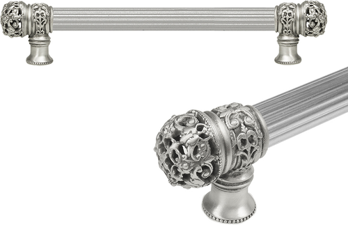 Juliane Grace 9'' cc with 5/8'' reeded center long pull small finial in Satin. 5611R-11
